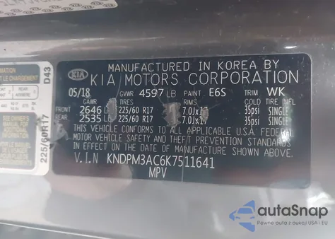 2019 Kia Sportage Lx из США, поврежденный, VIN KNDPM3AC6K7511641